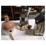 Lighthouse and shells, bird and butterfly houses