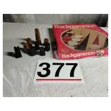 Backgammon and glass chess pieces (box full)