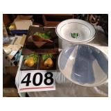 Vintage dough sculture wall decor, Dansk bowl and