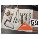 Miscellaneous tools, tin, snips, wire, cutters,