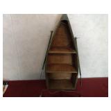 Row boat display case, wooden fish and metal