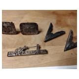 Sterling silver cufflinks, collar tips and tie