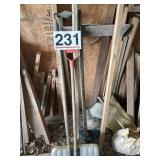 Miscellaneous garden tools, rock bar hoe