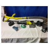 Ryobi weed wacker, Sawzall, chargers