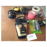 Mufflers, drill pouch, tape, clamps and misc