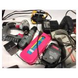 Variety of battery chargers and cordless screw