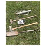 Ax,  shovel, and sledgehammer