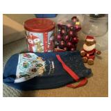 Christmas bulbs, container, bag, vase, Santa bear