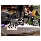 Rubber boots sz 11, boot liners, knee wraps and