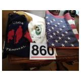 American flag and golf towels