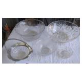 Etched abd pressed glass bowls