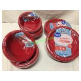 RED PLASTIC BOWLS & PLATES