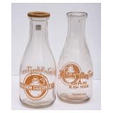 2 Hidden Valley Farms Tryon, NC Quart Milk Bottles