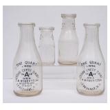 4 Leaksville, NC Embossed Round Milk Bottles