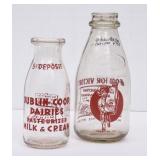 2 War Bond Round Milk Bottles