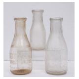 3 North Fork Dairy Round Milk Bottles