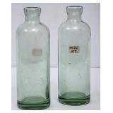 2 Biedenham Candy Co Green Glass Hutch Bottles