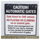 Metal Sign: "Caution! Automatic Gates"
