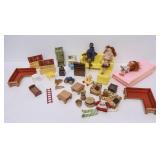 Lot of Vintage Doll House Furniture & Dolls