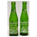2 Mt Dew Hillbilly Green Glass Name Bottles