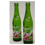 2 Mt Dew Hillbilly Green Glass Name Bottles