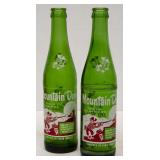 2 Mt Dew Hillbilly Green Glass Name Bottles