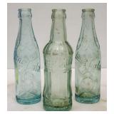 3 Lime Cola Green Straight Side Soda Bottles