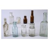 9 Small Medicine Glass Bottles