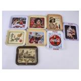 8 Coca-Cola Metal Trays, 7.75" x 6.5"