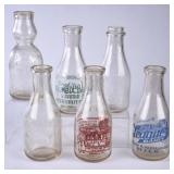 Lot of 6 SC Dairy Round Clear Milk Bottles