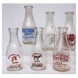 Lot of 6 SC Dairy Round Clear Milk Bottles
