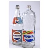 2 Pepsi-Cola Clear Glass Bottles