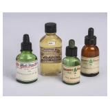 4 Small Glass Medicine Bottles w/ Lids