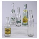 5 Glass Soda Bottles, Various Brands