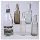 5 Glass Bottles, Various Brands