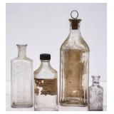 4 Asheville, NC Clear Glass Medicine Bottles