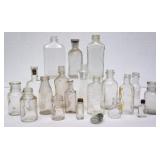 Lot of Clear Glass Unmarked Medicine Bottles