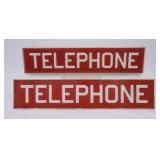2 Red Glass Telephone Signs