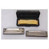 3 Metal M. Hohner Marine Band Harmonicas