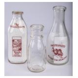 3 WI and MI Painted Milk Bottles