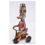 Vintage Metal Wind-Up Duck-on-Tricycle Toy
