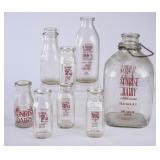 8 Sunrise Dairy, Gastonia, NC Milk Bottles