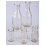 5 NJ & MD Embossed Round Milk Bottles