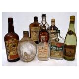 8 Vintage Glass Alcohol Bottles/Flasks Variety Lot