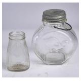 2 Jumbo Peanut Butter Embossed Glass Jars
