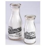 2 Biltmore Dairy Round Painted Milk Bottles