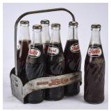 Metal Pepsi Double Dot Carrier & 6 Filled Bottles