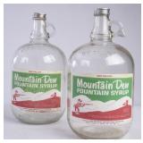 2 Mountain Dew 1 Gallon Clear Glass Syrup Bottles