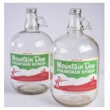 2 Mountain Dew 1 Gallon Clear Glass Syrup Bottles