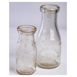 2 Canton, NC Embossed Round Milk Bottles